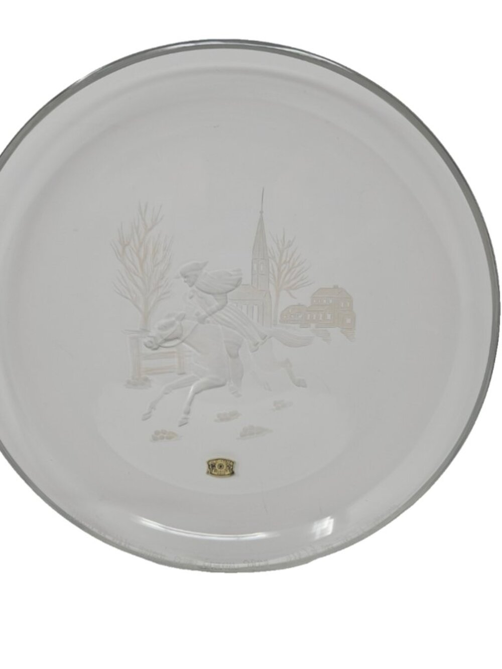 Vintage 1970 Val St Lambert Intaglio Cut Crystal Glass Plate Paul Revere Ltd Ed